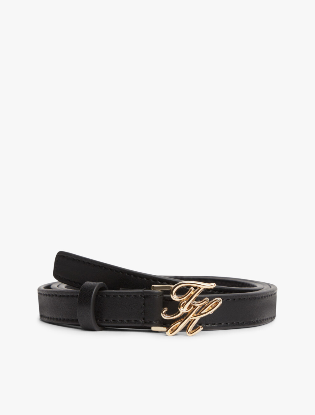 Logo Plaque Buckle Leather Belt, Black, hi-res