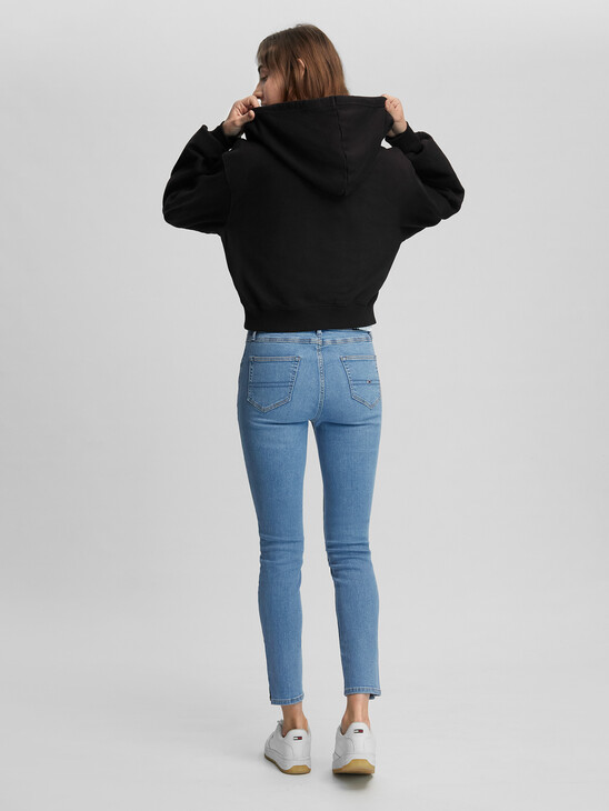 CROPPED TWO WAY ZIP THRU HOODIE