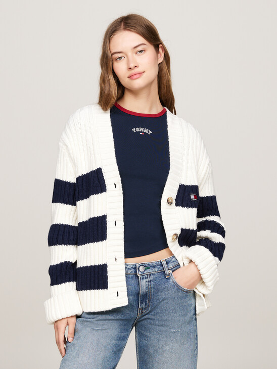 Back Logo Oversized Cardigan With Wool