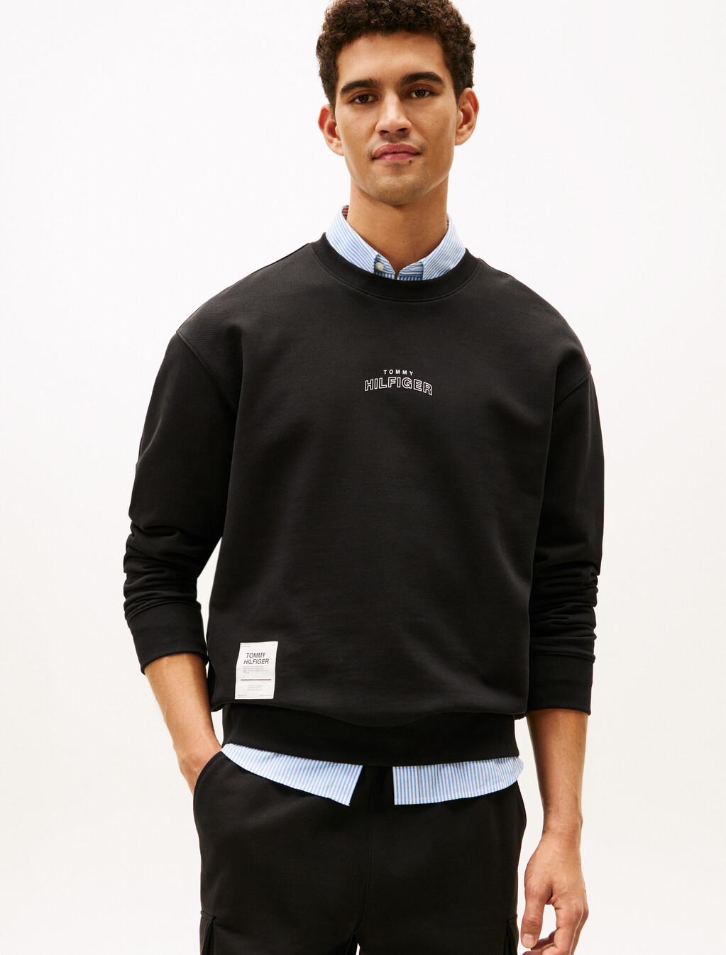 Heavy Twill Crewneck Sweatshirt, Black, hi-res