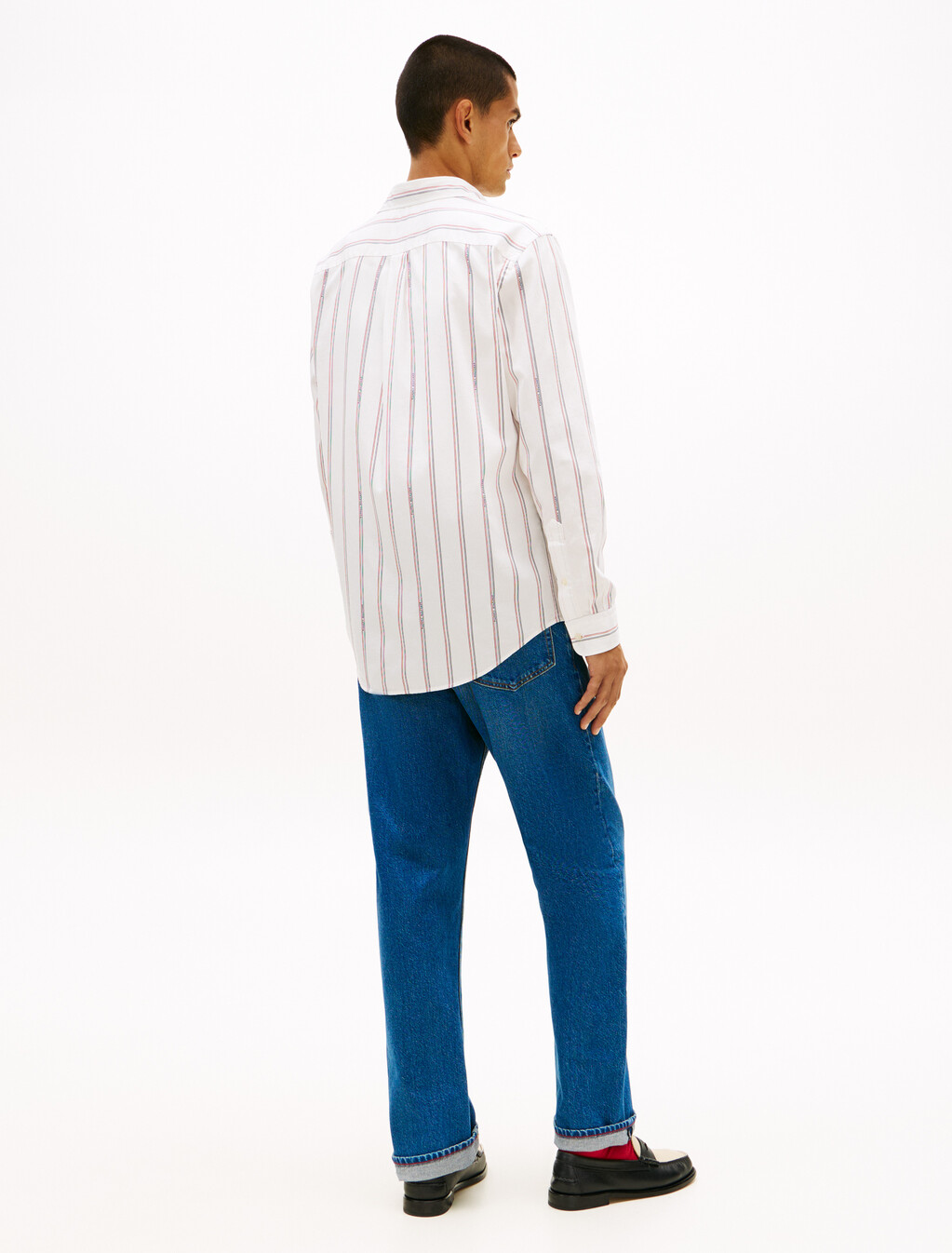 Regular Fit Logo Pinstripe Jacquard Shirt, White / Allover, hi-res