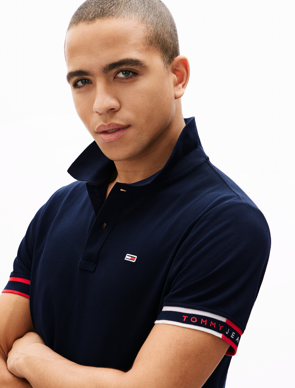 Slim Flag Cuff Polo, Dark Night Navy, hi-res
