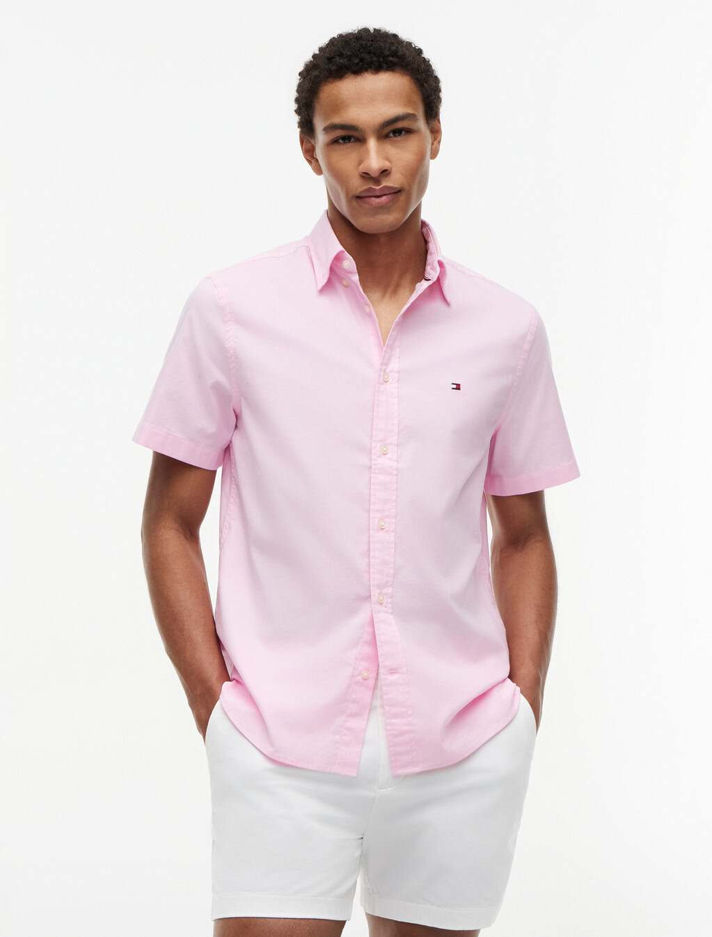 Lightweight Short Sleeve Oxford Shirt, Rose Petal, hi-res