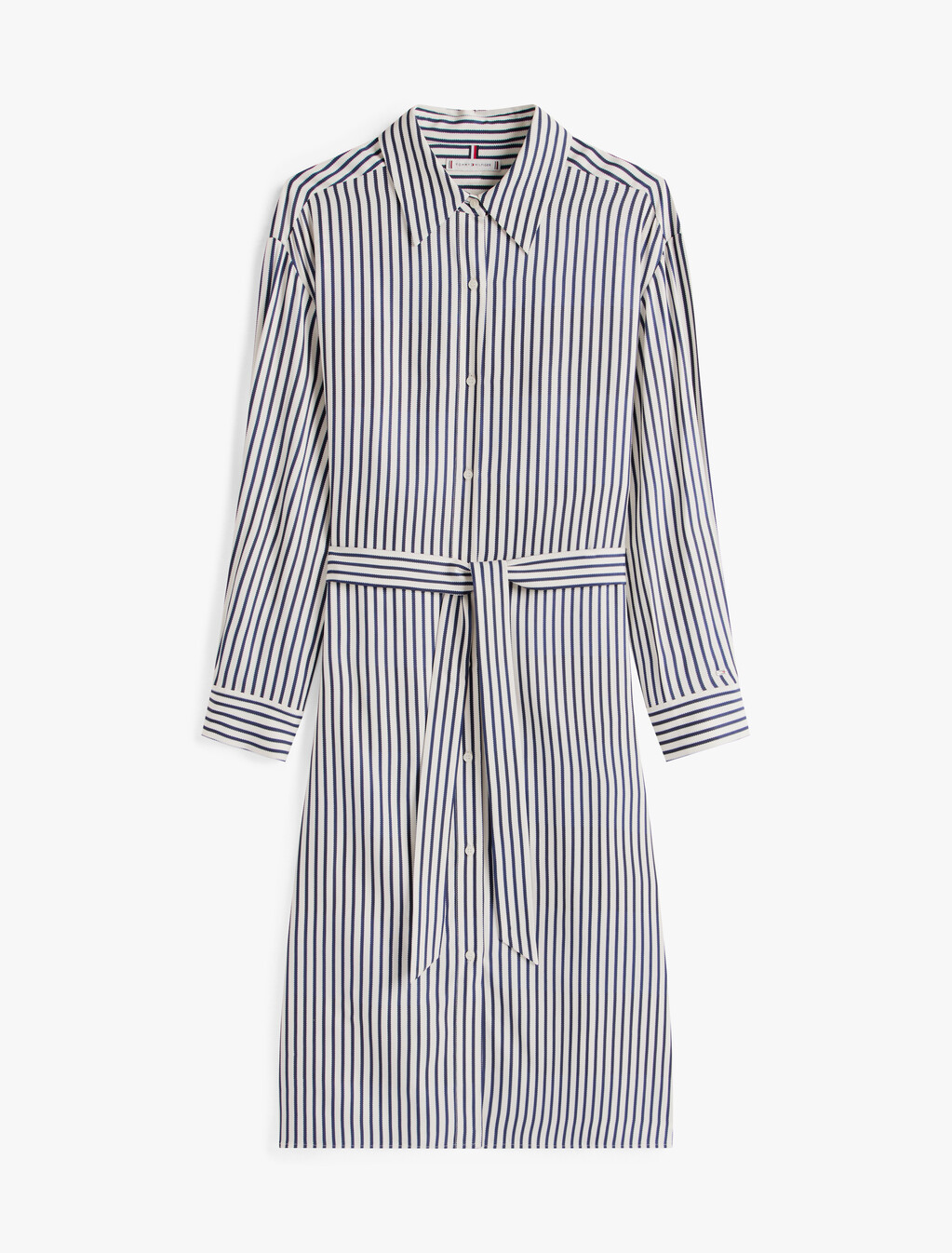 Asia Fit Twill Midi Shirt Dress, Textured Stp/ Dark Night Navy, hi-res