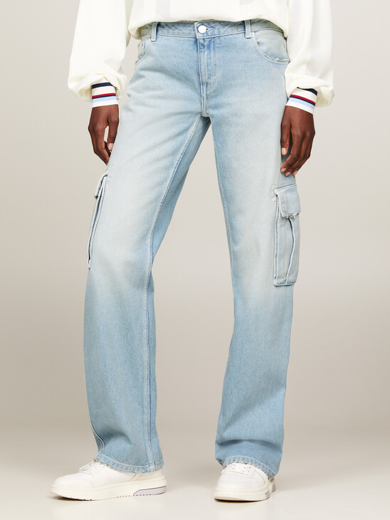 Straight Distressed Cargo Jeans