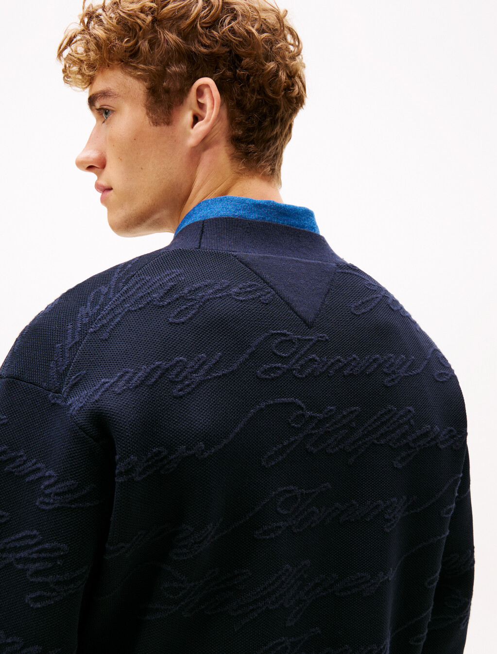 Jacquard V Neck Cardigan, Desert Sky, hi-res