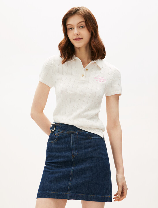 Asia Fit Cable Knit Slim Polo