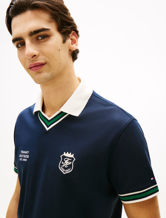 Relaxed Fit Tipped V-Neck Polo Shirt