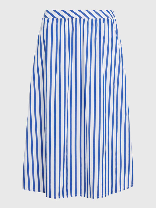 Stripe Poplin Midi Skirt