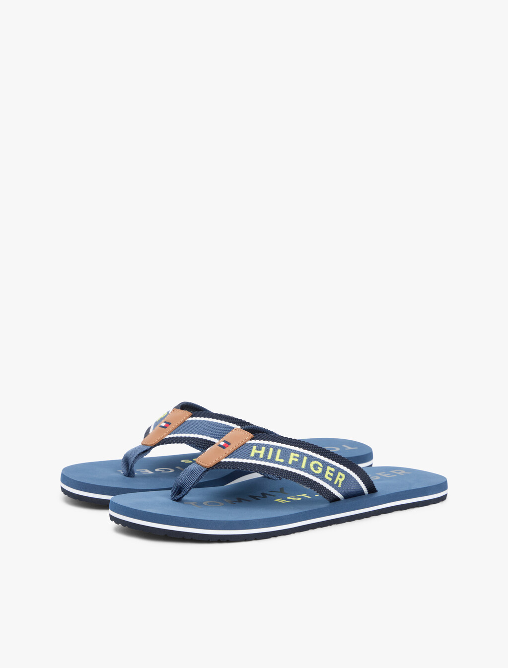 Webbing Strap Logo Flip-Flops, Aegean Sea, hi-res