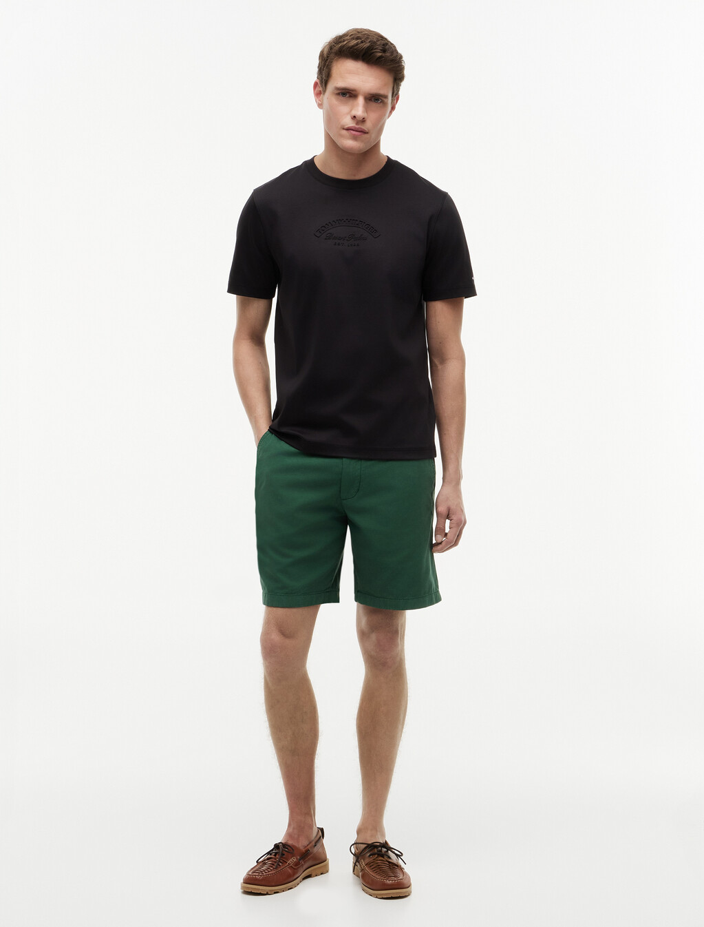 Embossed Logo Interlock T-Shirt, Black, hi-res