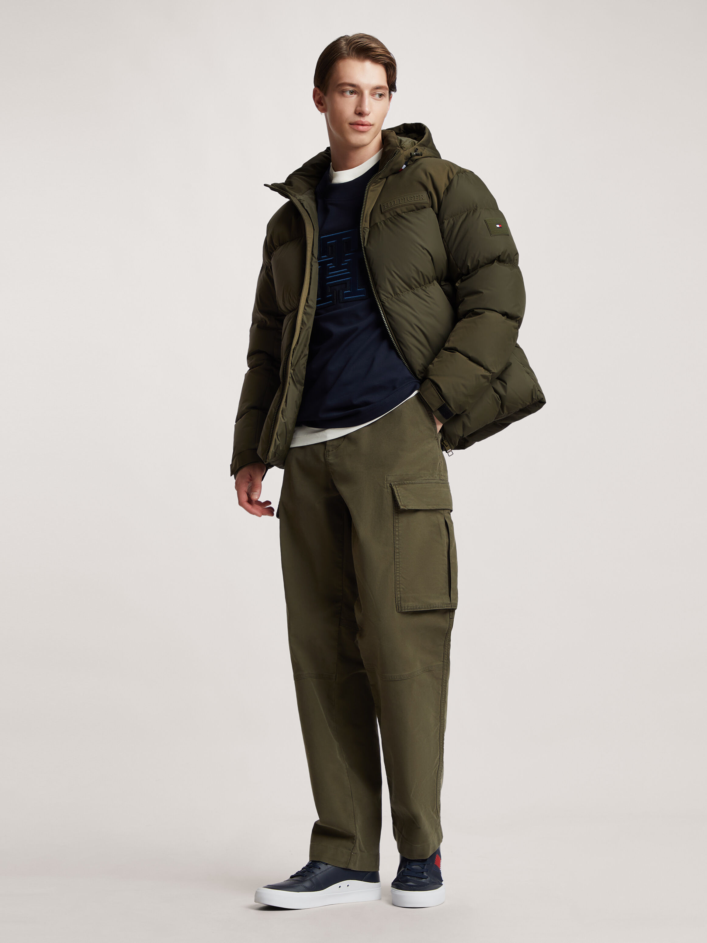 Army green sales jacket with hood