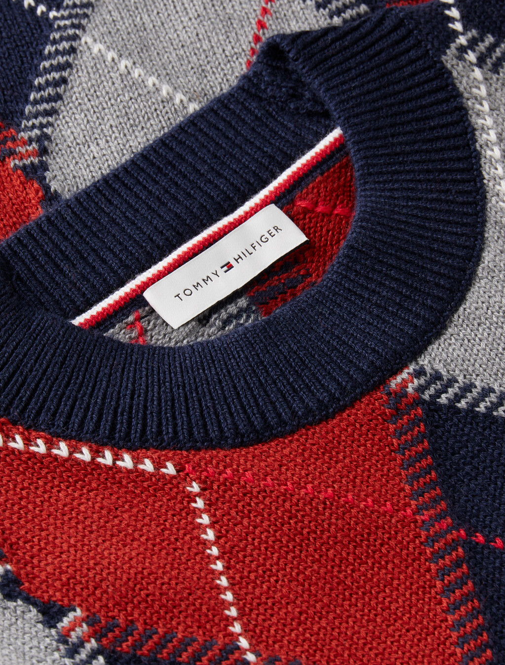 Argyle Short Sleeve Jumper, Dark Blue Argyle, hi-res