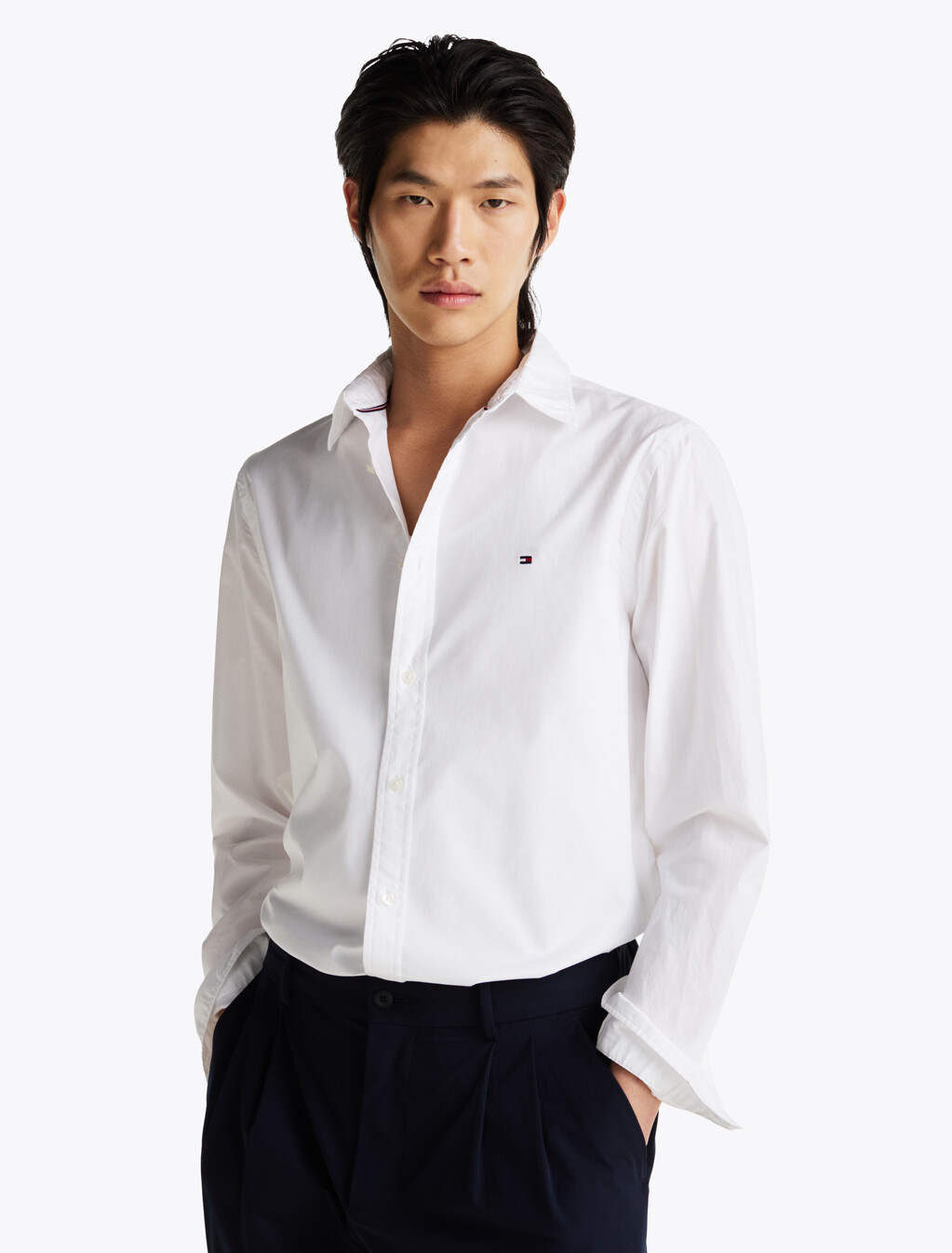 TH Flex Slim Fit Poplin Shirt, Optic White, hi-res