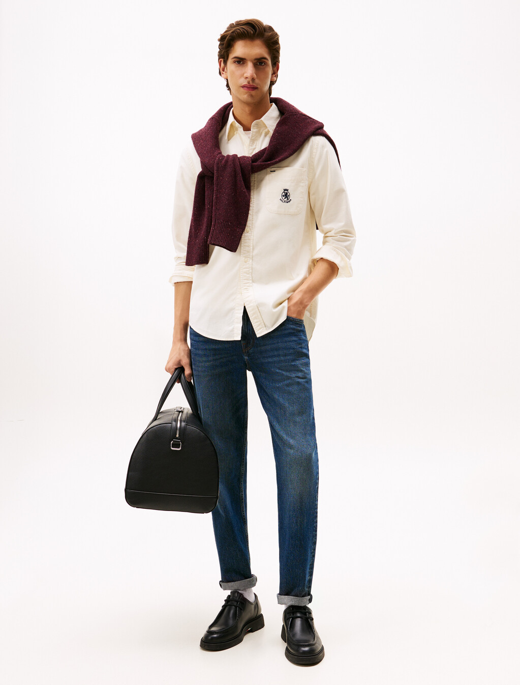 Regular Fit Brushed Oxford Shirt, Ivory Petal, hi-res