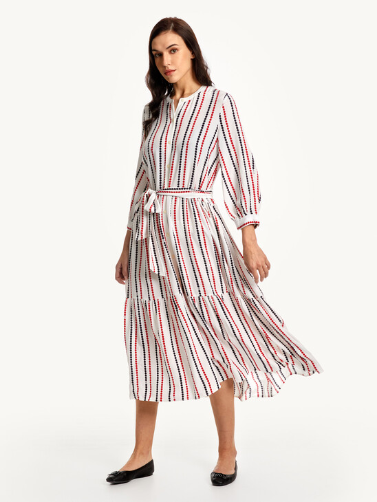 Spot Stripe Relaxed Midi Shirt Dress