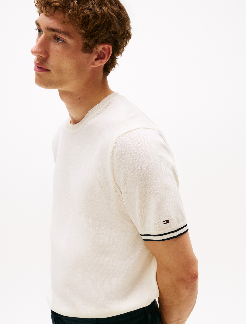 Tipping Stripe T-Shirt, Ivory Petal/Desert Sky, hi-res