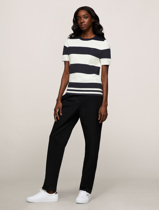 Rugby Stripe Short Sleeve Sweater
