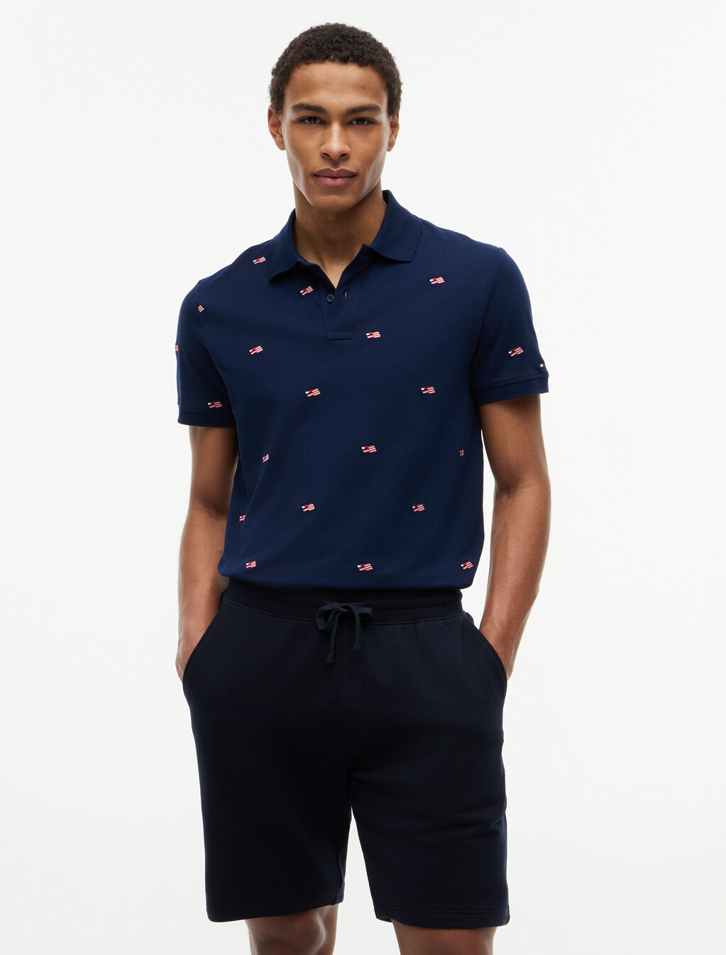 Regular Fit Signature Embroidery Polo Shirt, Carbon Navy, hi-res