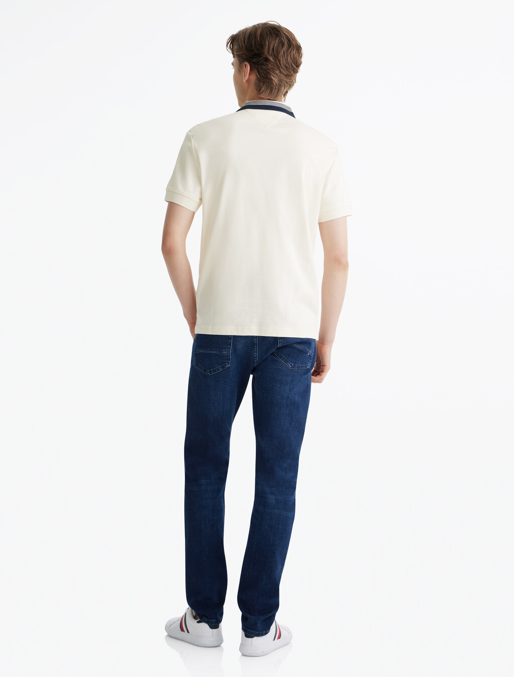 Interlock Contrast Collar Polo, Ivory Petal, hi-res