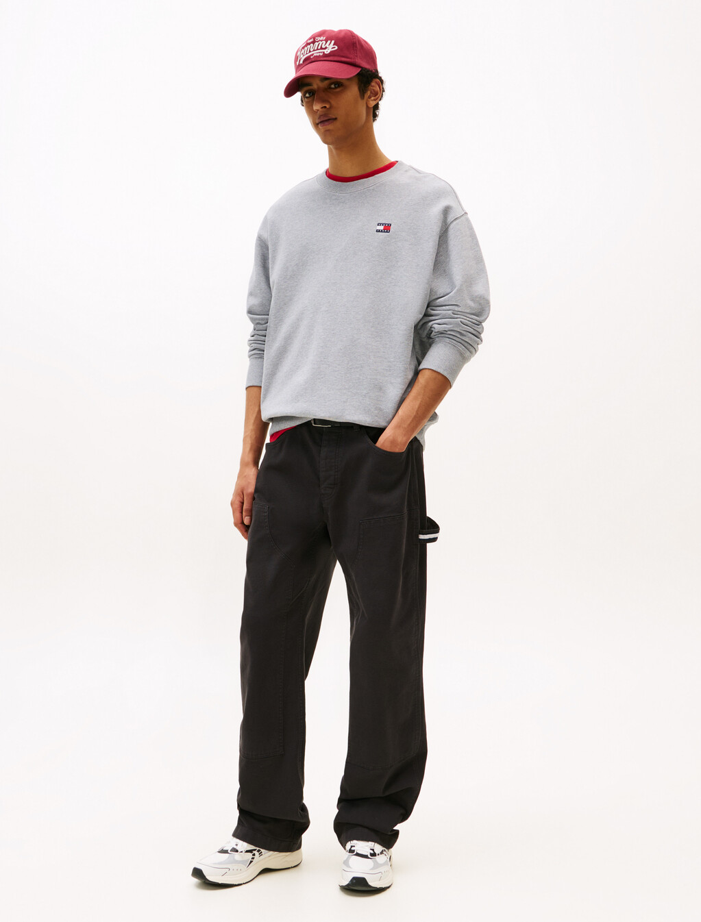 Logo Badge Relaxed Sweatshirt, Grey Htr, hi-res