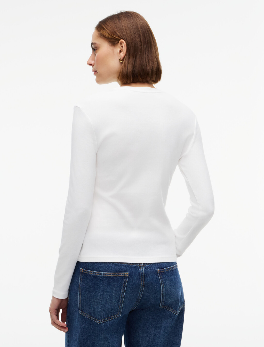 Slim Crew Neck Long Sleeve T-Shirt, Ecru, hi-res