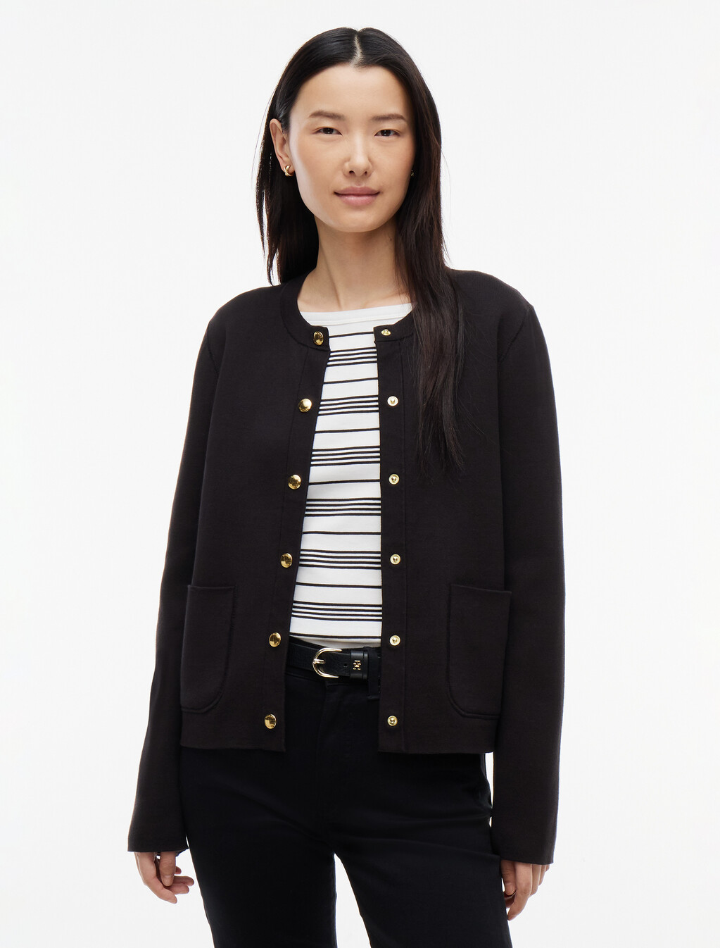 Reversible Cardigan, Black / Mid Grey Heather, hi-res