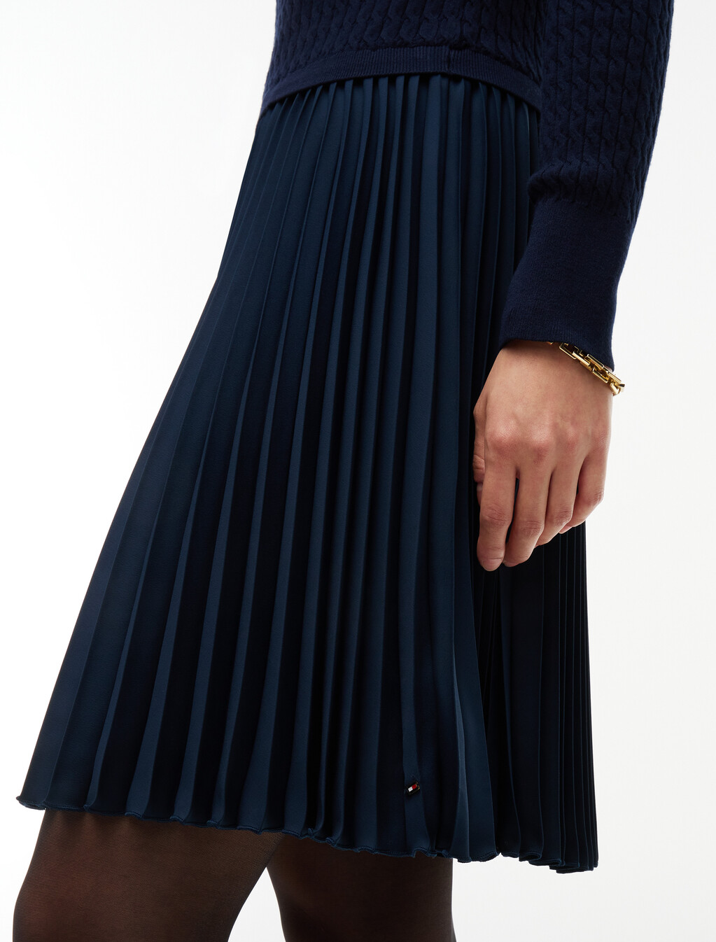 Crepe Mixed Texture Mini Dress, Dark Blue, hi-res
