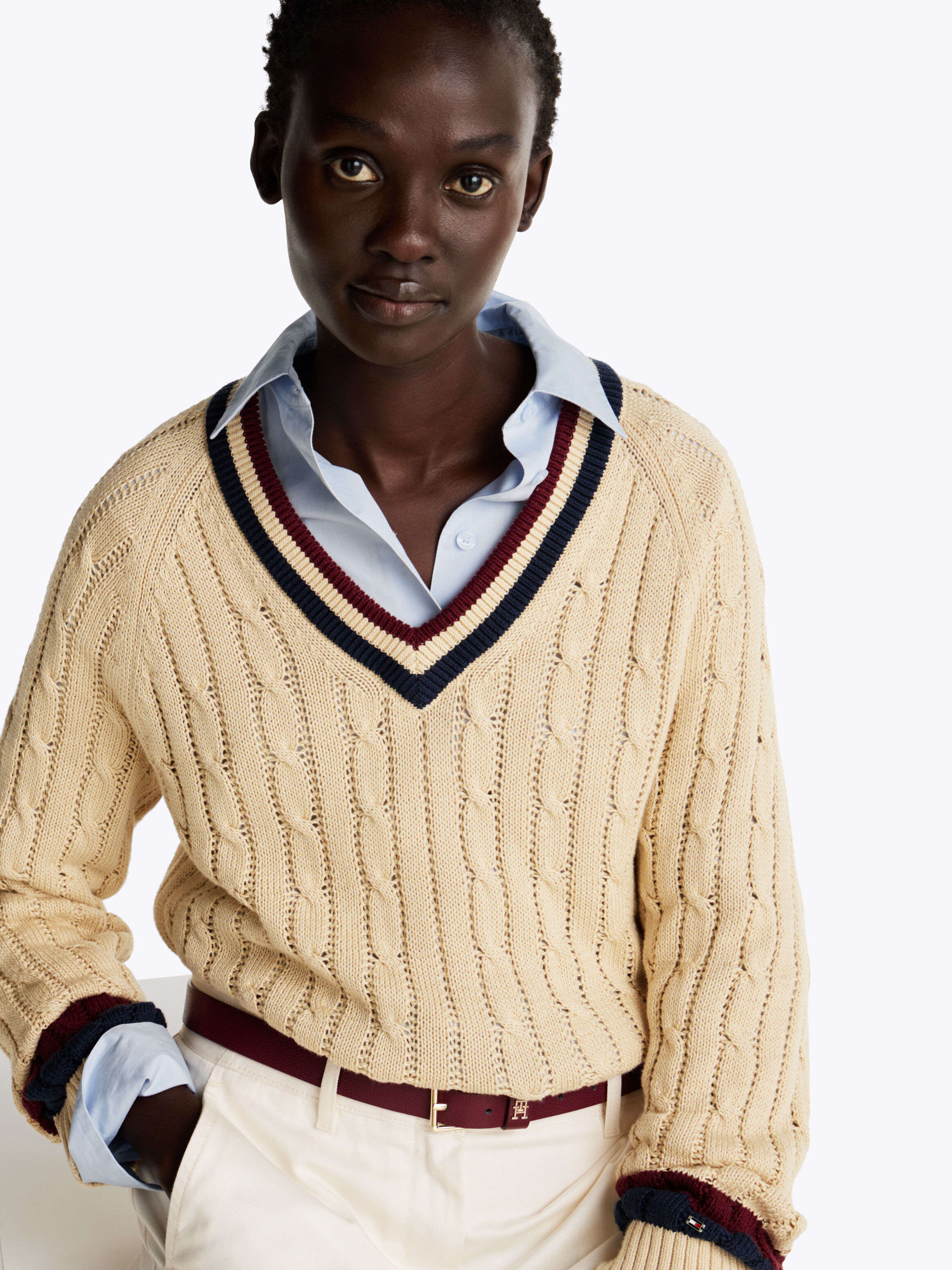 knitted v neck top