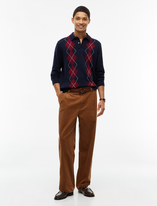 Flag Embroidery Argyle Polo Jumper