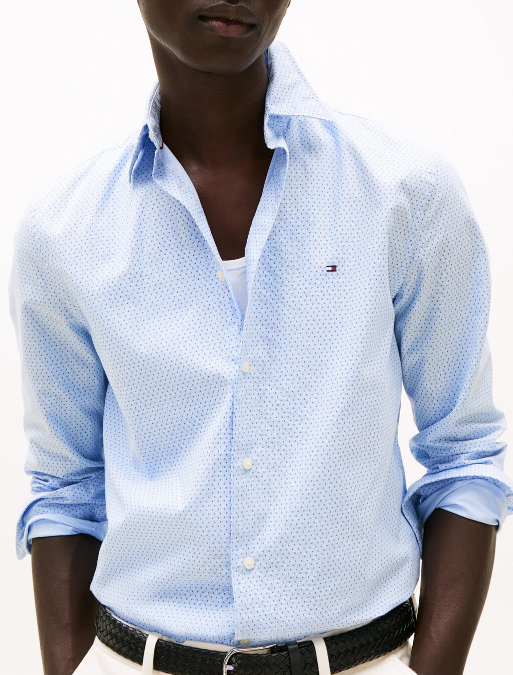 TH Flex Poplin Micro Print Shirt, Cloudy Blue, hi-res
