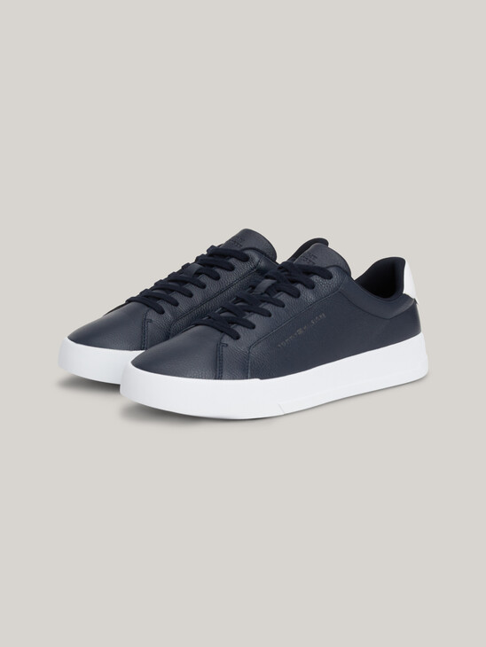 Pebble Grain Leather Court Trainers