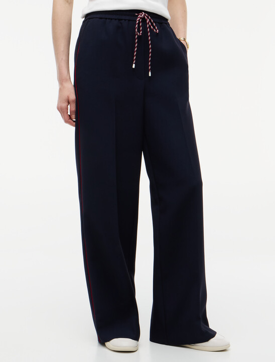 Global Stripe Drawstring Wide Leg Trousers