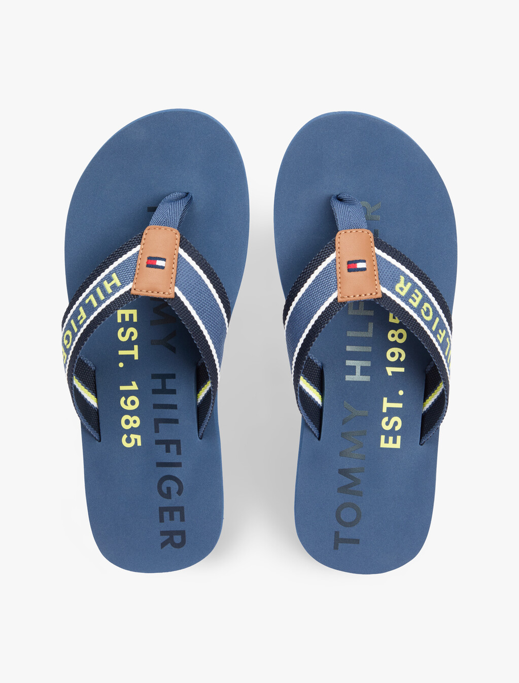 Webbing Strap Logo Flip-Flops, Aegean Sea, hi-res