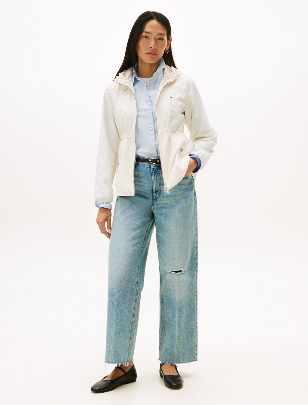 Nylon Drawstring Windbreaker, Ivory Silk, hi-res