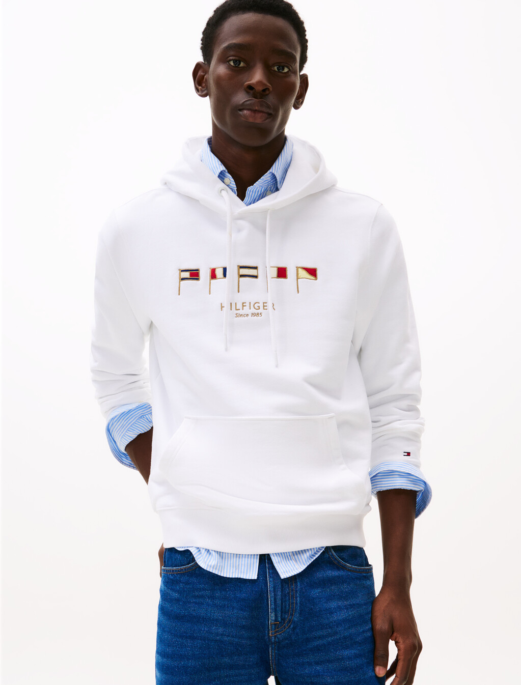 Multi-Flag Embroidery Hoody, White 658 170, hi-res