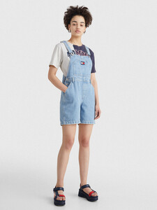 Buy HEMP DENIM SHORT DUNGAREES in color BLUE