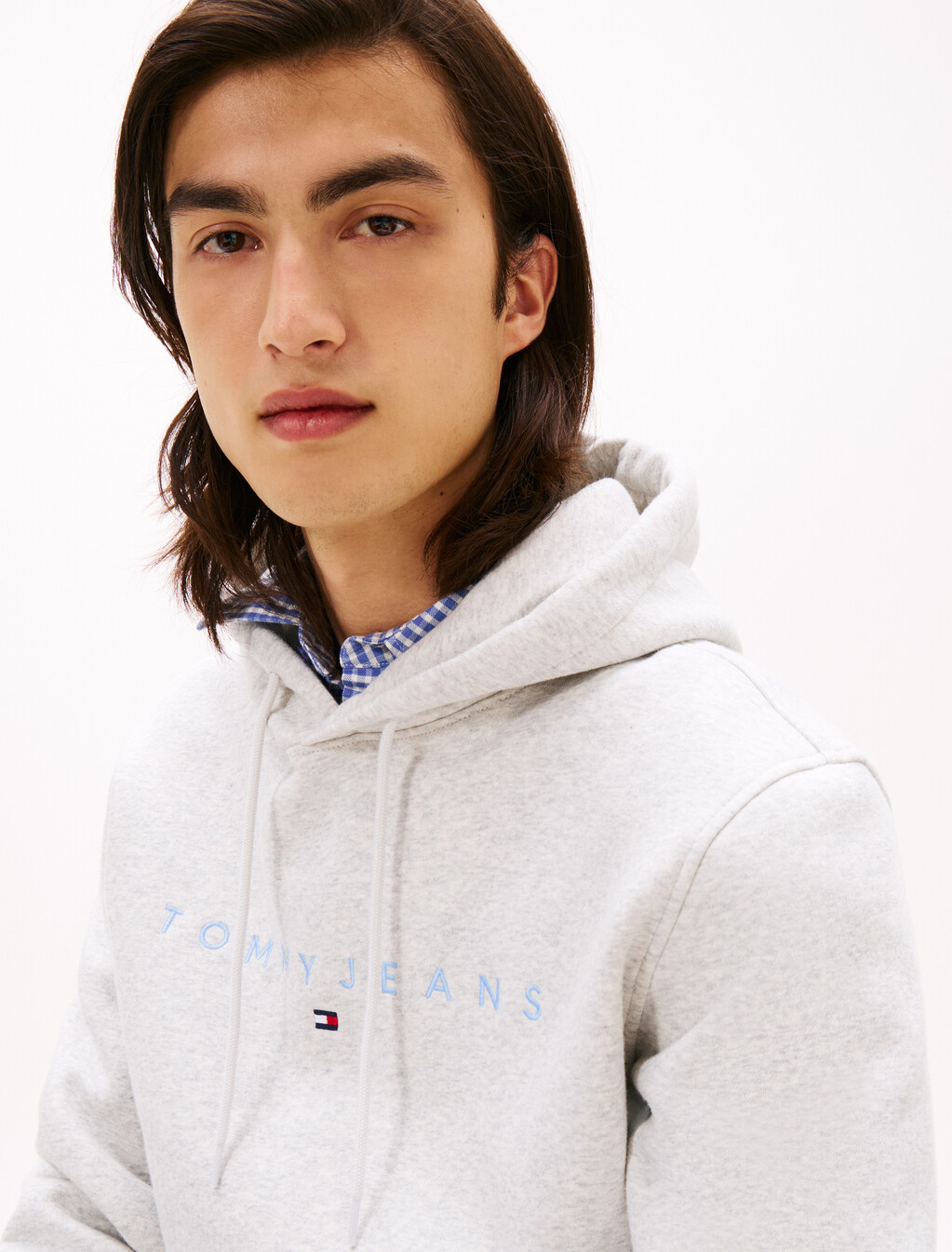 Linear Logo Embroidery Kangaroo Pocket Hoody, Lt Grey Htr Multi, hi-res