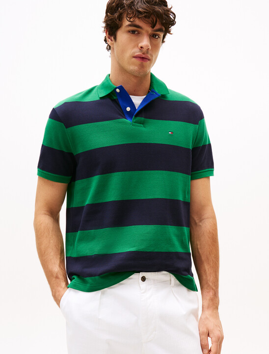 Relaxed Fit Colour-Blocked Polo Shirt, Nouveau Green / Desert Sky Relaxed Fit Colour-Blocked Polo Shirt