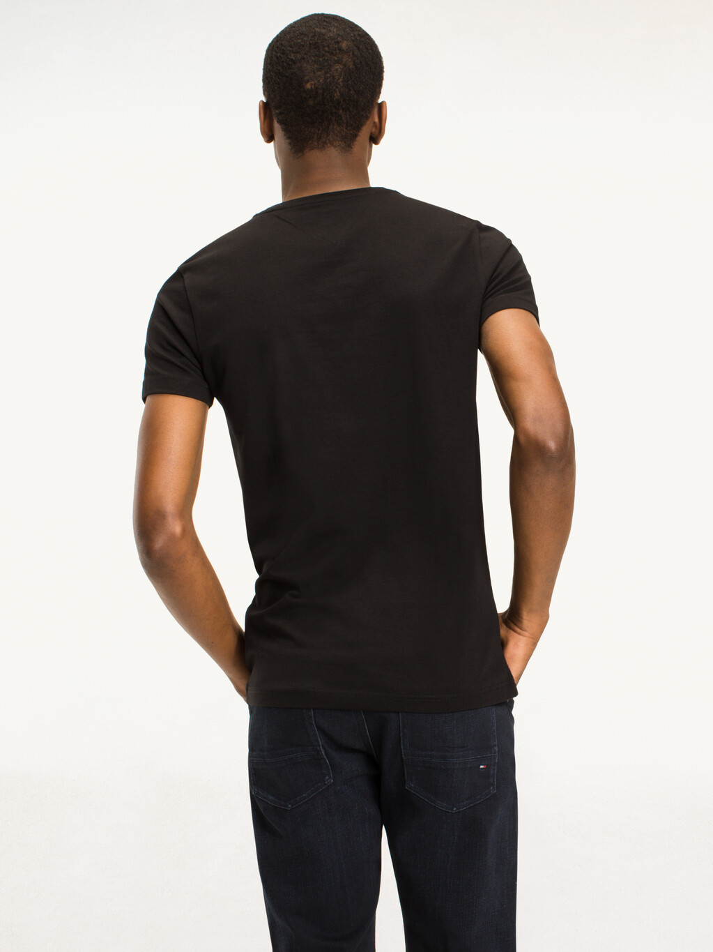 Core Slim V Neck T-Shirt, FLAG BLACK, hi-res