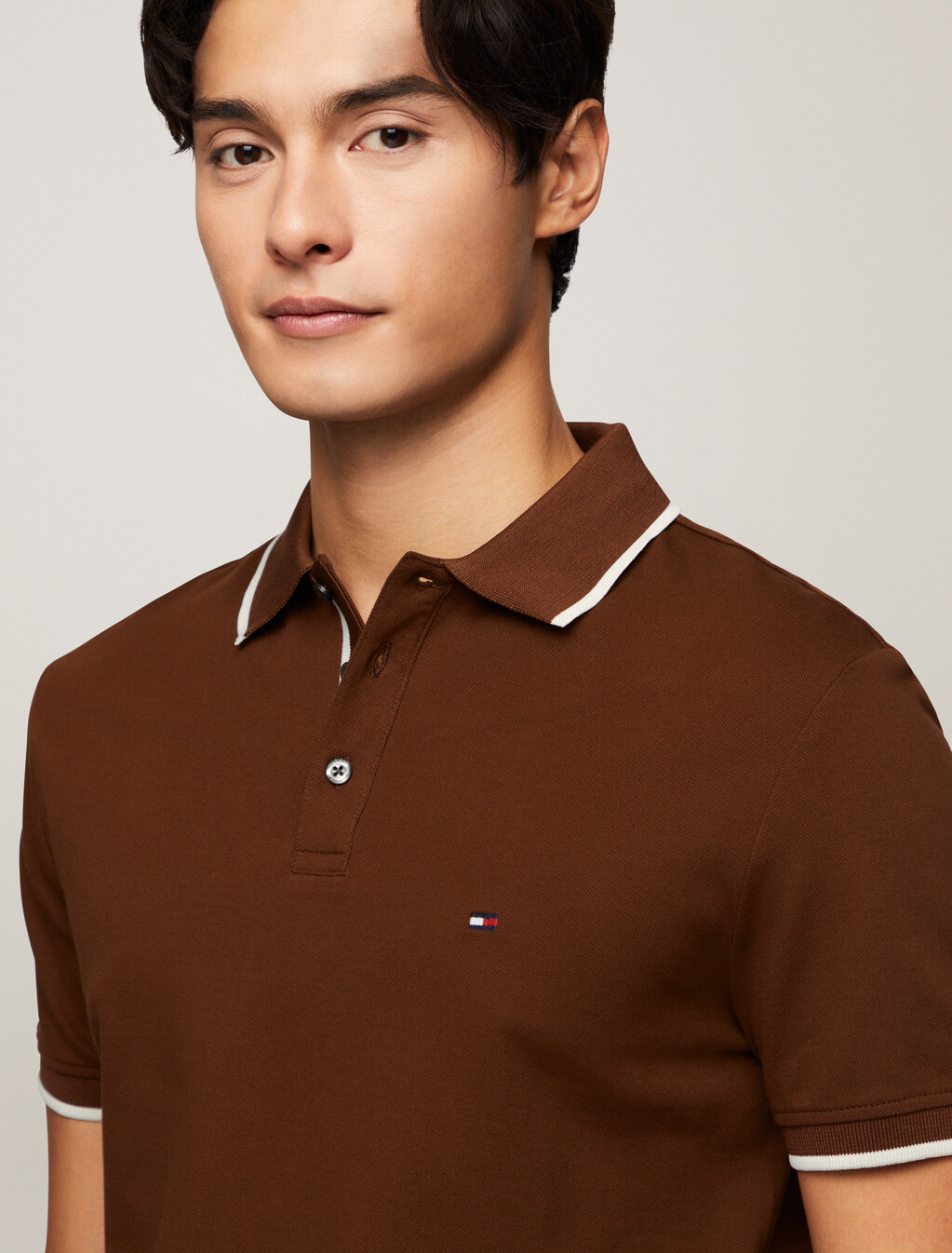 Mercerized Cotton Tipped Polo, Rich Mocha, hi-res
