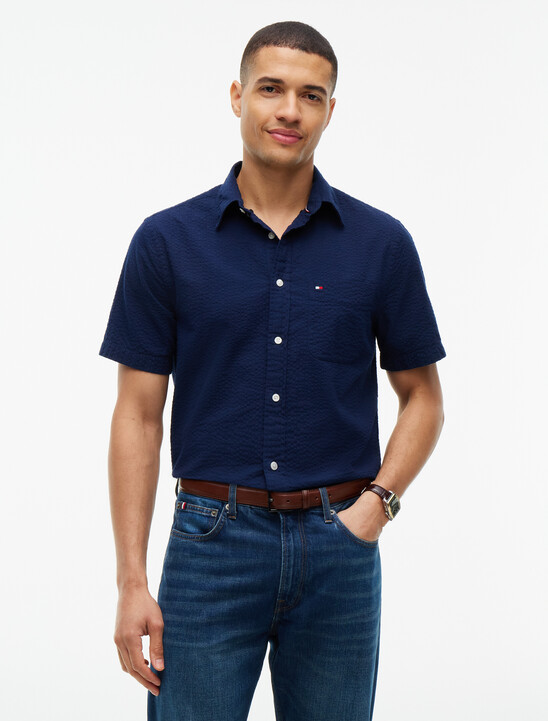 Regular Fit Seersucker Short Sleeve Shirt