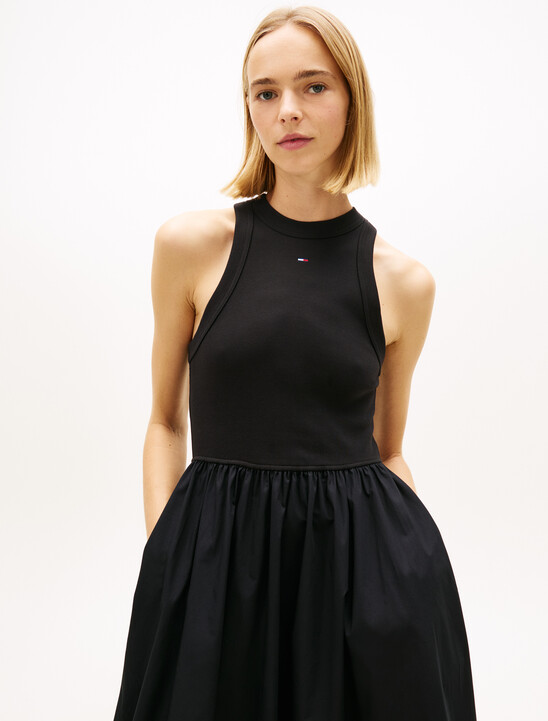 Slim Poplin Tank Top Maxi Dress