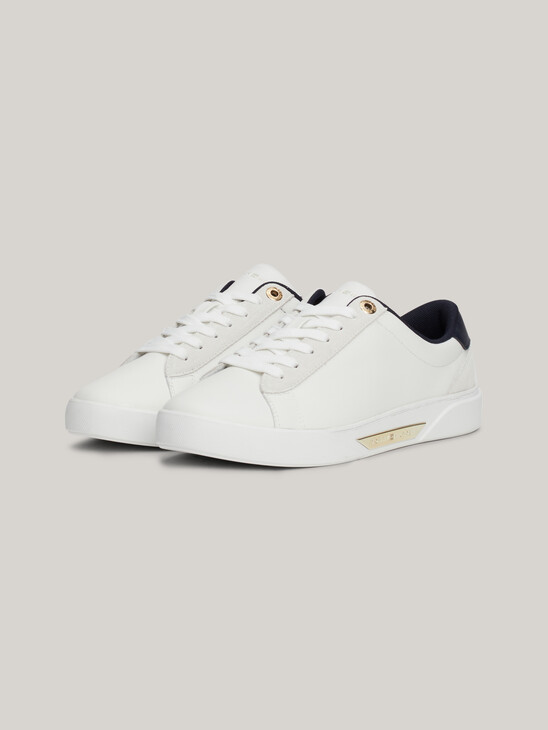 Metal Hardware Leather Court Trainers