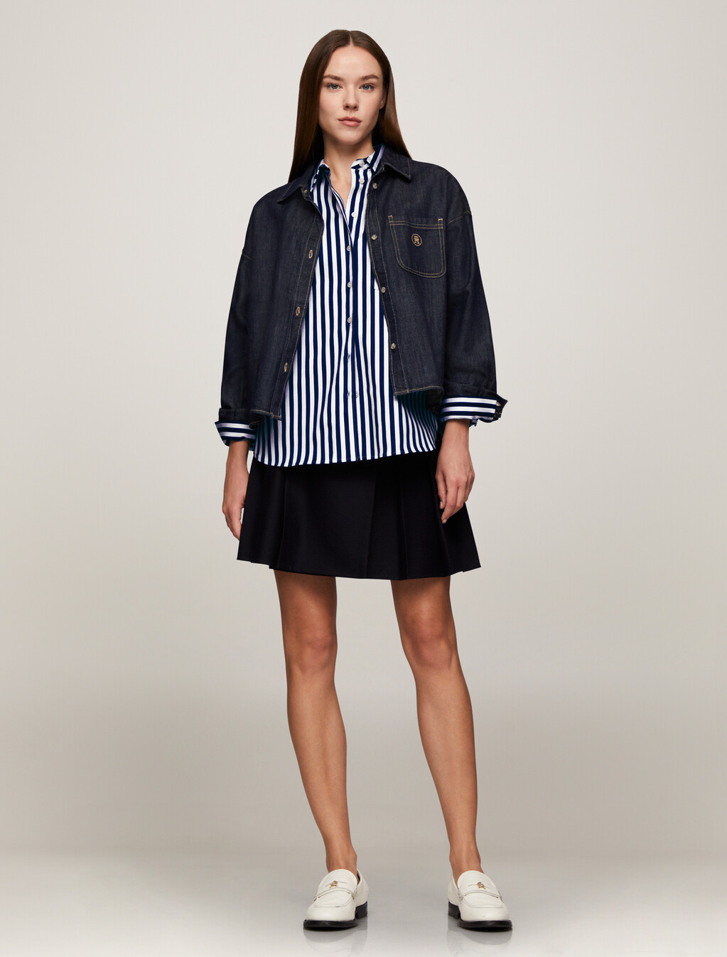 Asia Fit Banker Stripe Shirt, Banker Stp Ancient/ Desert Sky, hi-res