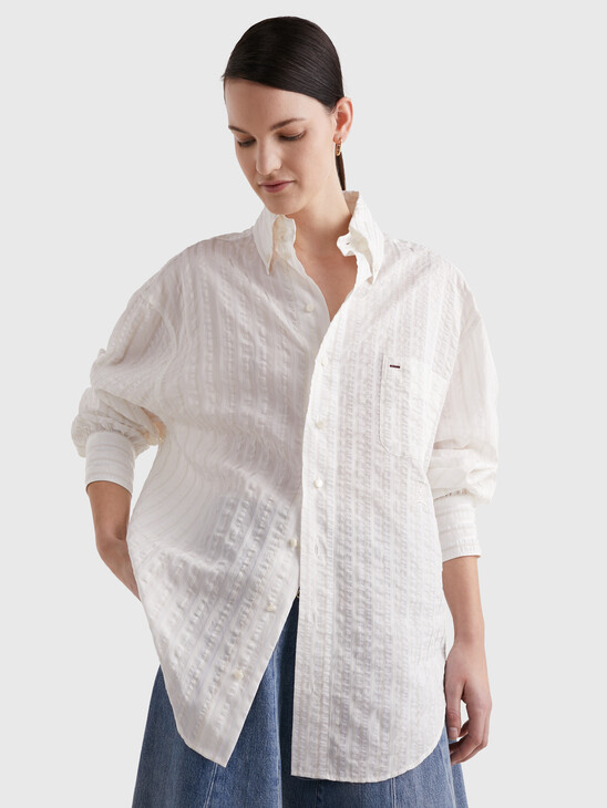 CREST NAVAL STRIPE BOYFRIEND SHIRT