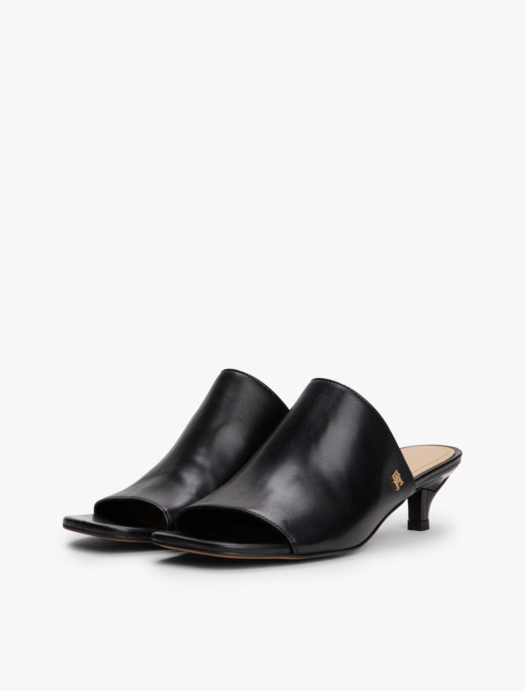 Leather Kitten Heels, Black, hi-res