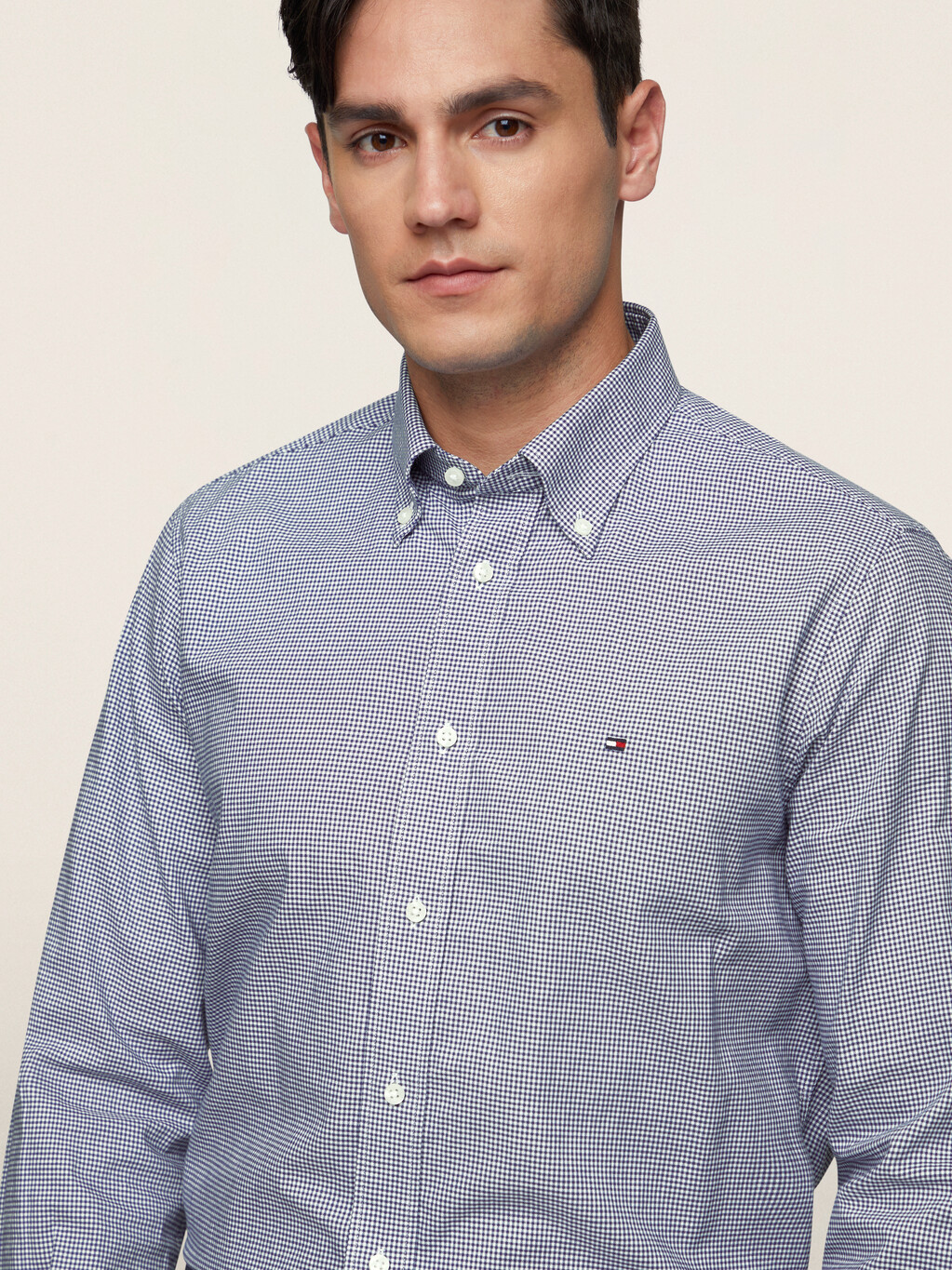 Micro Gingham Check Oxford Shirt, Th Dark Navy / Optic White, hi-res