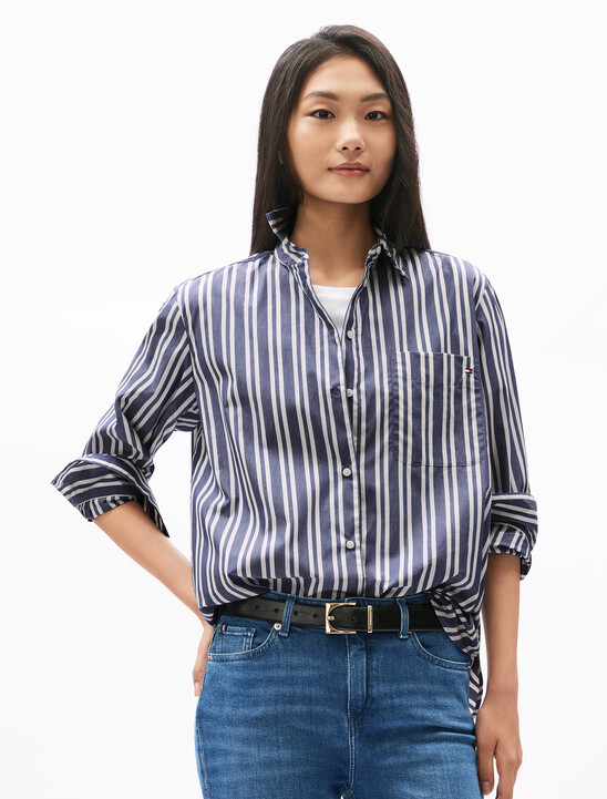 Asia Fit Essential Poplin Shirt, Marine Stp Asia Fit Essential Poplin Shirt