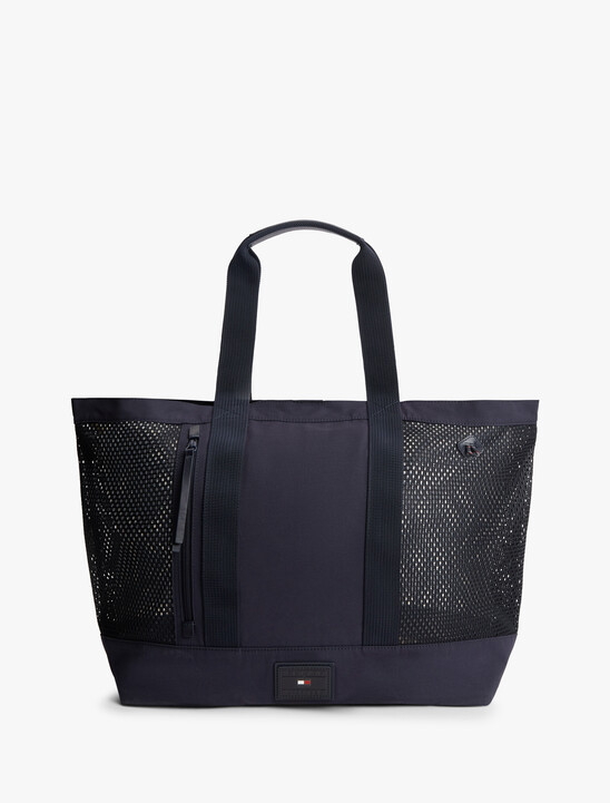 Mesh Panel Beach Tote Bag